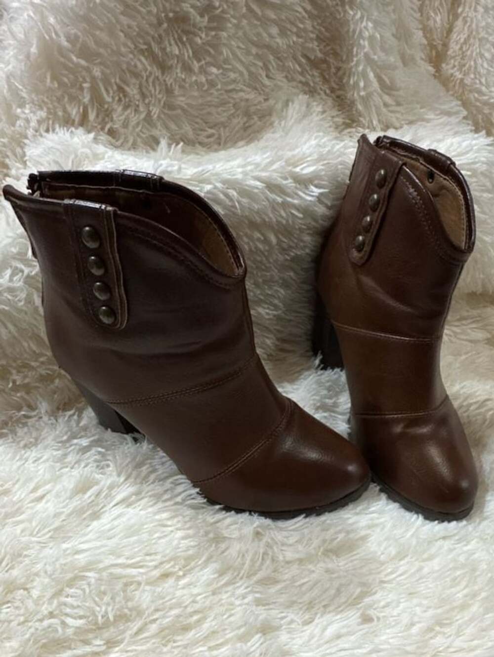 Seven7 Seville Boot Ankle Boots Brown Cognac Studded Heel